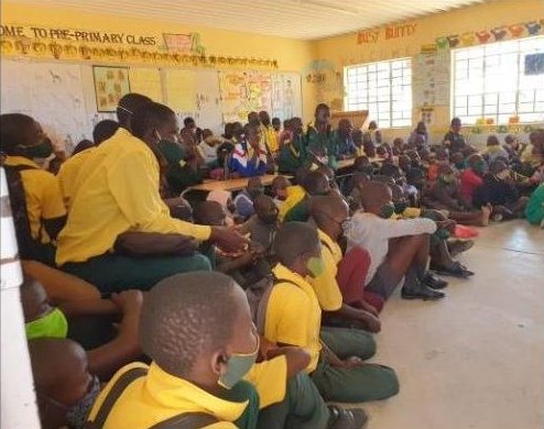 Learners gathered in a classroom during the outreach programme